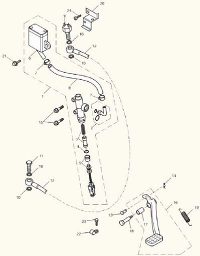 Bonneville brake lever and master cylinder assembly
